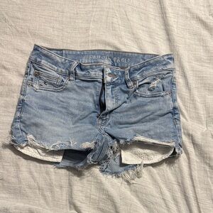 American Eagle Outfitters Light Blue Distressed Jean Shorts